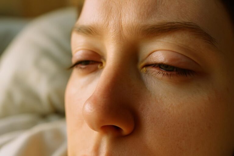 crusty eyes upon waking