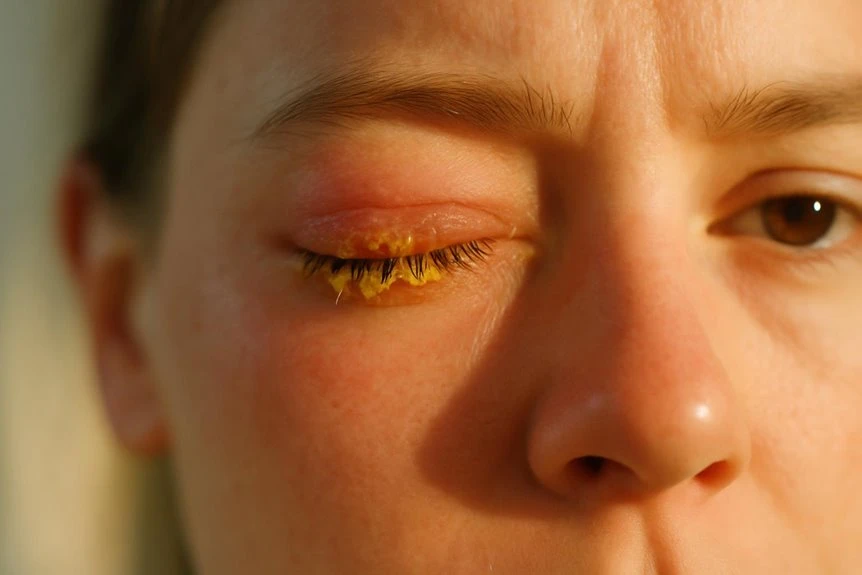morning eye crust discharge causes
