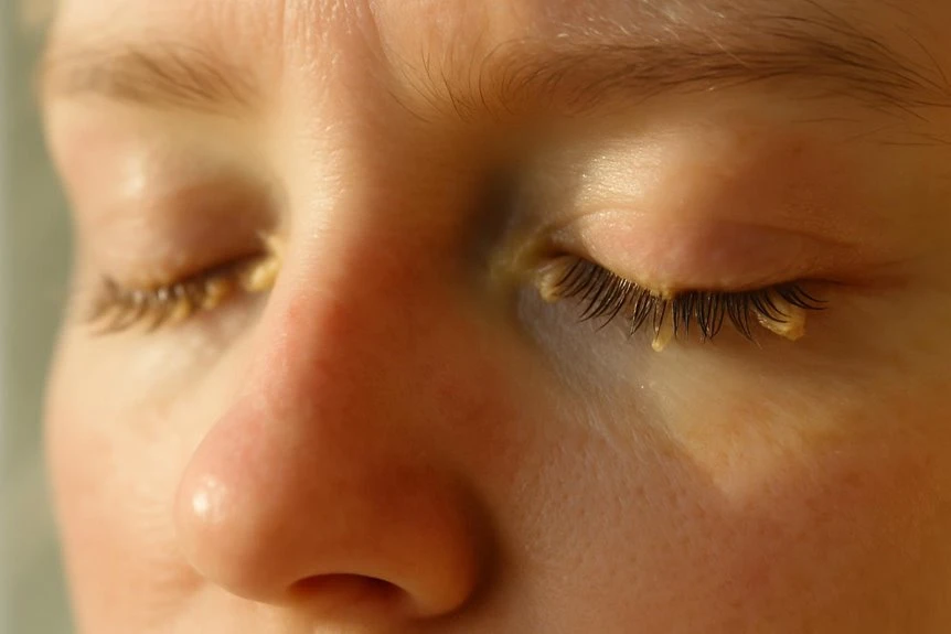 morning yellow crust eye discharge